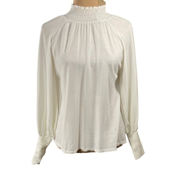 D0 + BE Tops - New D0 + BE Smocked Top Knit Cream Size S Small Wide Cuff